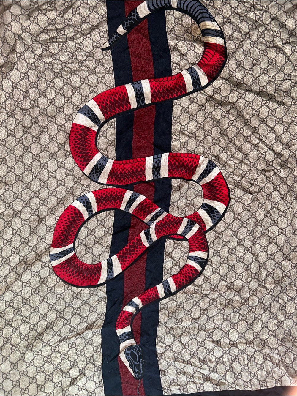 Gucci Monogram Snake Motif Silk Scarf
